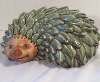 So Cute Hedgehog Sculpture With Charm Ceramic Porcelain 9” X 6.  5” X 5” Vintage