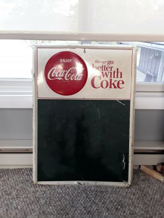 Vintage 1954 Coka Cola Button Chalk Board Menu Sign