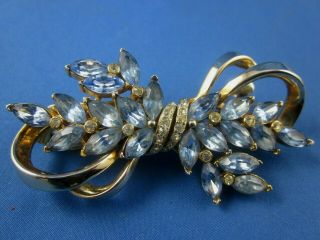 Vintage Signed Coro Craft Duette Pin Light Blue Settings