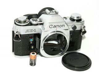 Canon AE - 1 35mm SLR Film Camera Body VTG,  Manuals & Battery 2