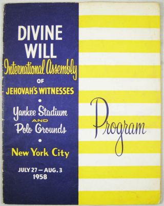 1958 Divine Will International Convention Program York Watchtower Jehovah
