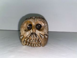 Glenn Heath Carved Soapstone Owl Sculpture Signed And Dated 1992