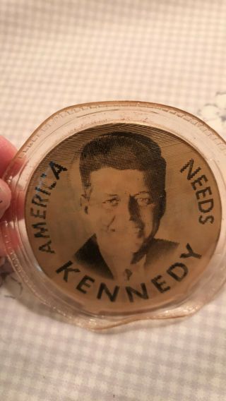 John F.  Kennedy Johnson Jfk 1960 Flasher Campaign Pin Button Political