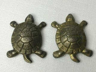 Set Of 2 Vintage Brass Anatomically Correct Turtles Male Female Genital Anatomy