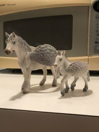 Pegasus Winged Two Horse Toy Set.  Statue Greek Mythology Figurines.