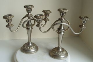 2 Vintage Anthe Silver Plated Candelabra 3 Candle Holders 25 Cm