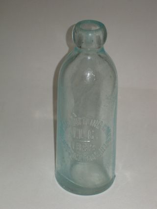 Hutchinson Bottle 1892 Hoosac Bottling Hoosic Falls York Jlg Aqua Soda