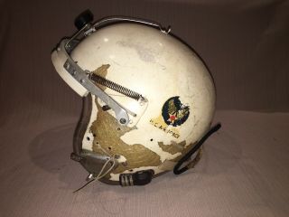 Vintage Usaf P - 4a Pilots Helmet With Headphones.  White Large With Helmet Bag