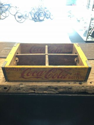 Vintage Wood 1954 Yellow Coke Crate Chattanooga 12”x18” 3
