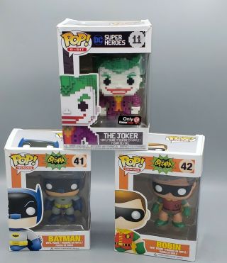 Pops Heroes Vintage Batman 41,  Robin 42,  The Joker (game Stop) 11