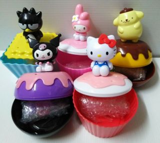 Set Of 5 Sanrio Hello Kitty Kuromi My Melody Pom Pom Bad Batz Cups 5 "