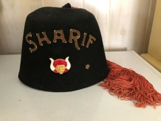 Vintage Masonic Masons Sharif Shriner Fez Hat With Jeweled Tassel And Hard Case