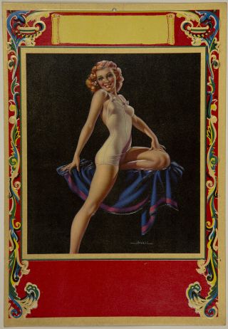 1940s Al Buell Redheaded Bathing Beauty Pin - Up Girl Embossed Art Print
