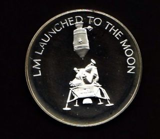 Apollo 13 Space Flown To The Moon Material Large Silver Coin - Lm Lunched 2 Moon