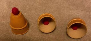 Cups And Balls Wooden Magic Trick - Collector’s Item -