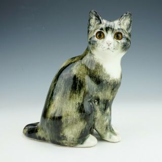 Vintage Winstanley Pottery - Hand Painted Kitten Cat Figure - With Glass Eyes