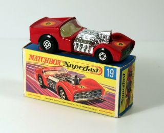 Lesney Matchbox Superfast No 19 Road Dragster,  In Orig " G " Box
