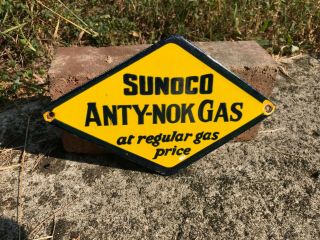 " Sonoco Anty - Nok Gasoline " Porcelain Sign,  (8 " X 5 "),  Smaller Sign
