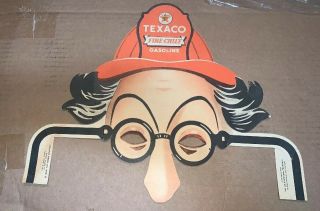 1934 Ed Wynn Texaco " Fire - Chief " Gasoline Cardboard Mask W Fire Helmet Premium