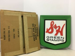 Vintage S&h Green Stamps Plastic Nos Store Sign Nib
