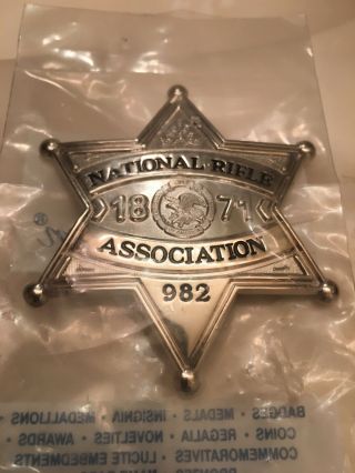 Nra National Rifle Association Metal Full - Size Badge 982 And Hallmarked