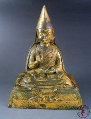 Very Large Old Chinese Tibet Gilt Bronze Tibetan Buddha Sakyamuni Statue Qing Dy