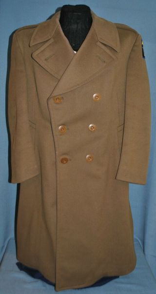 Wwii U.  S.  Army Tan Wool Trench Coat W/ Amphibious Forces Patch