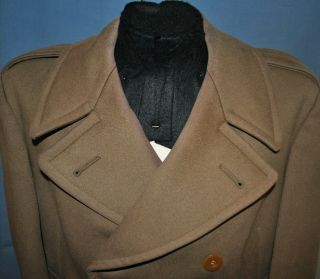 WWII U.  S.  Army Tan Wool Trench Coat w/ Amphibious Forces Patch 2