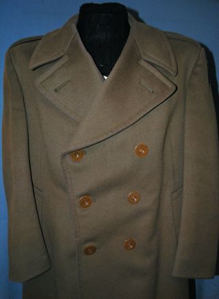 WWII U.  S.  Army Tan Wool Trench Coat w/ Amphibious Forces Patch 3
