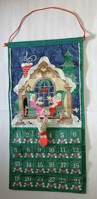 Vintage 1987 Avon Cloth Advent Calendar Countdown To Christmas With Mouse