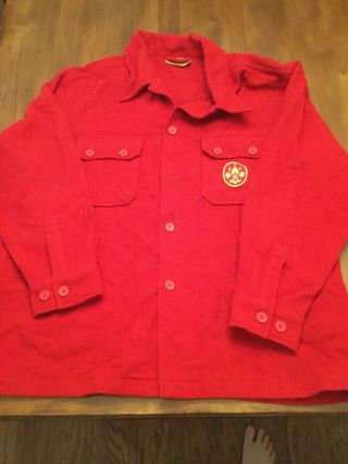 Vintage Bsa Boy Scout Red Wool Jacket Shirt - Size Adult Xl