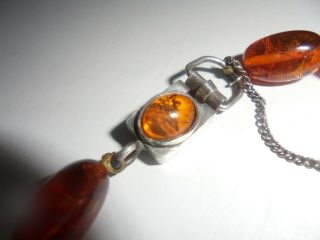 VERY FINE VINTAGE SCANDINAVIAN BALTIC AMBER & SILVER LARGE BEAD NECKLACE 41GR 2