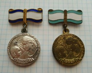 soviet ussr medal motherhood 1 degree - silver,  2 degree 2