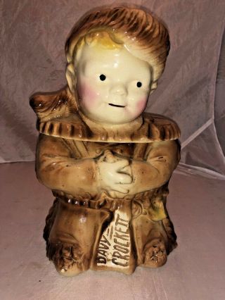 Brush Mccoy Pottery Davy Crockett Cookie Jar 10in Vintage Canister Usa Young Boy