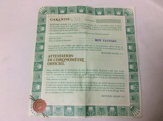 Rolex 16013 Vintage 1987 Attestation De Chronometre Certificate Guarantee Paper