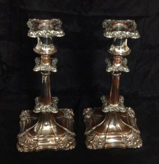 Antique English Silver Plated On Copper Candlesticks,  Worn As Seen. 2