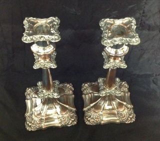 Antique English Silver Plated On Copper Candlesticks,  Worn As Seen. 3
