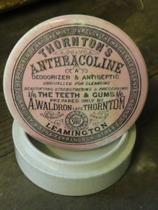 Pink Print Victorian Leamington Advertising 1/6 - Pot Lid & Base C1900.