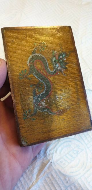GOOD ANTIQUE 18 TH / 19 TH CENTURY CHINESE BRONZE GILDED CLOISONNÉ SCROLL WEIGHT 3