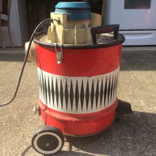 Vintage Mid Century Shop Wet Dry Vac Metal Vacuum Can Cleaner Atomic 50s 60s 3