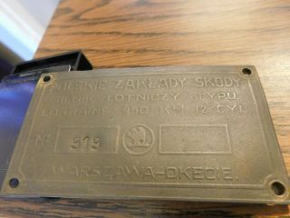 Ww2 Polskie/poland Zaklady Skoda Lorraine 12 Cylinder Aircraft Engine Id Plate