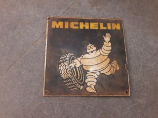 Porcelain Michelin Enamel Sign Size 9 " X 9 " Inches