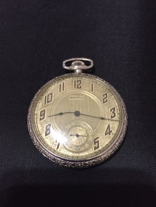 Antique Waltham Mass 7 Jewles Pocket Watch Silver Plated Good