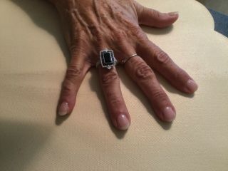 Judth Ripka Black Onyx And Cz Ring,  Size 6,  Never Worn Sterling Silver