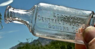 Ca 1890s Sonora California (tuolumne Gold Rush) Sm.  " Central Drug Store " Bottle