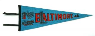 Vintage Baltimore Maryland Md.  Pennant Flag 23 " Washington Monument