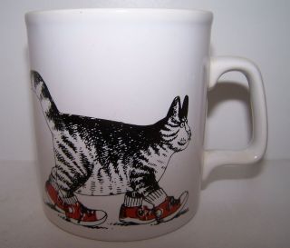 Vintage B Kliban Kiln Craft Red Sneakers Cat Mug