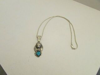 Vintage Sterling Silver 925 Turquoise Buffalo Pendant/necklace