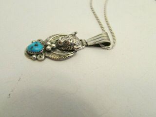 Vintage Sterling Silver 925 Turquoise Buffalo Pendant/Necklace 3