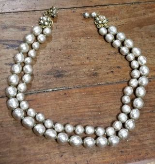 Miriam Haskell Vintage Double Strand Baroque Pearl Necklace